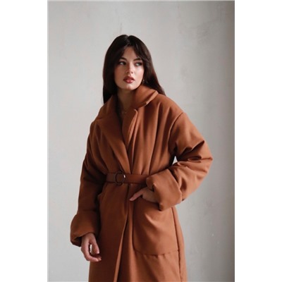 8083 Пальто-одеяло Premium Аlpolux коричневое (остаток: 46-48)