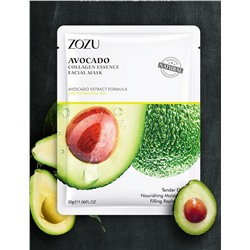 Маска тканевая с экстрактом авокадо и коллагеном, ZOZU 30гр