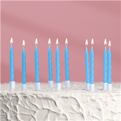Свечи для торта "Неон", 10 шт, синие 5 см