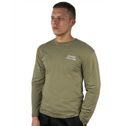 Уставная мужская футболка "Армия", – популярный цвет хаки, удобный длинный рукав. Комфорт на службе, отдыхе и дома №502