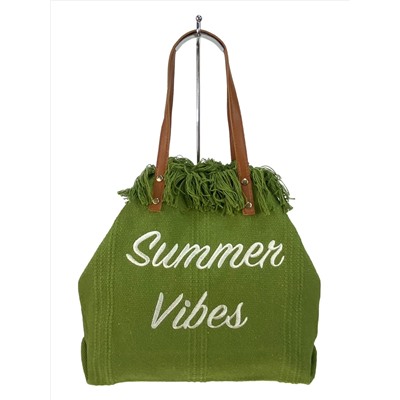 Летняя сумка шоппер, цвет зеленый