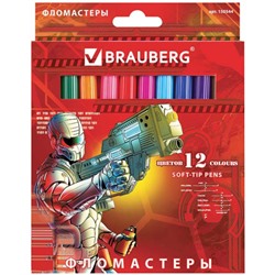 Фломастеры Brauberg (Брауберг) Star Patrol, вентилируемый колпачок, картонная упаковка, 12 цветов