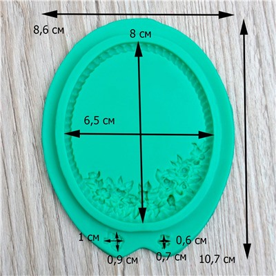 Силиконовый молд Овальная рамка с розами