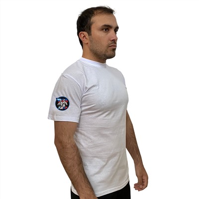 Белая футболка ЛДНР, с авторским трансфером на рукаве (тр. 73)