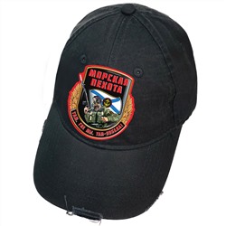 Чёрная кепка с термотрансфером "Морская пехота" – в ярком дизайне