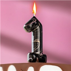 Свеча в торт "Черный мрамор", цифра "1", 5,5 см
