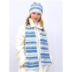 Комплект зимний женский шапка+шарф Марселан (Цвет светло-синий), размер 54-56, шерсть 50%, мохер 30%