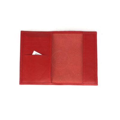 Обложка для паспорта Croco-П-404 (5 кред карт)  натуральная кожа красный матовый (16)  245207