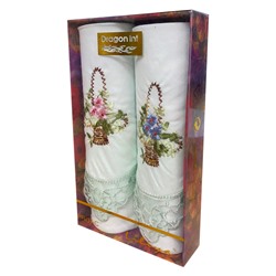 Носовые платки женские в подарочной упаковке КРАСНАЯ КОРОБКА 2 пр р-р 30х30