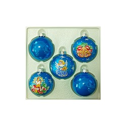 Набор стеклянных шаров РОЖДЕСТВЕНСКИЙ, синий, 5*62 мм, Елочка