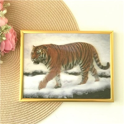 3Д картинка "Тигр на фоне снега" 14,5 х 19,5 см х Т-0015, голографическая открытка с изображением тигра, без рамки