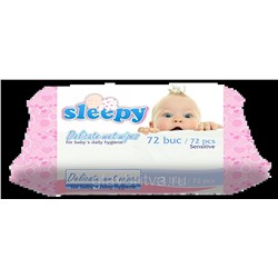 Салфетки влажные Sleepy Детские "Чувствительная Кожа"  с пластиковым клапаном (Розовые), 120 шт