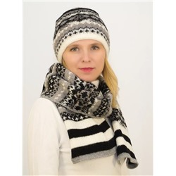 Комплект зимний женский шапка+шарф Адилин (Цвет серый), размер 54-56, шерсть 50%, мохер 30%
