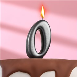 Свеча в торт "Овал" ,цифра 0 ,мокрый асфальт, 6,3 см