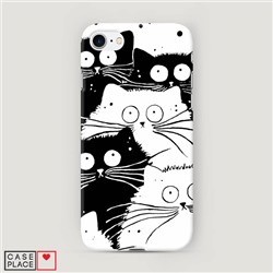 Пластиковый чехол Коты черно-белые на iPhone SE 2020