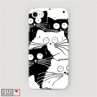 Пластиковый чехол Коты черно-белые на iPhone SE 2020