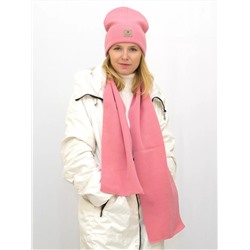 Комплект женский весна-осень шапка+шарф Магда (Цвет розовый), размер 56-58