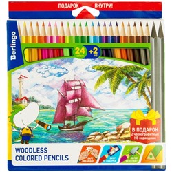 Карандаши цветные 24 цвета Berlingo «Корабли» + два чернографитных карандаша