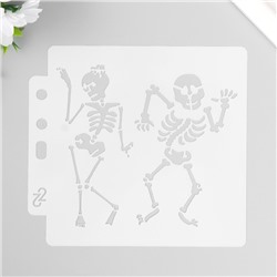 Трафарет пластик "Танцующие скелеты" 13х14 см