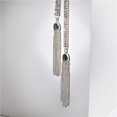 Набор 2 предмета: серьги, кулон "Элегантность" кисточки, цвет белый в серебре, 100 см