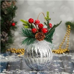 Шар пластик декор "Блеск рождества" полосы, 8х13,5 см, серебро