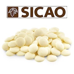 Белый шоколад в галетах / каллетах / дропсах (27% какао),  100 гр (Sicao)
