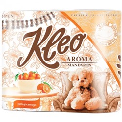 Туалетная бумага Kleo Aroma Мандарин, 3-х слойная, 4 рулона