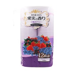 JP/ Ideshigyo Туалетная бумага Scent of Fruit 3 Types of Berry Аромат Ягод 2х-слойная/ 114мм*27,5м/12рул.
