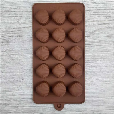 Форма силиконовая для шоколада и льда Ракушка 15 ячеек