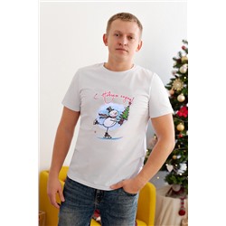 Новогодняя мужская футболка МФ 002-У (Снеговик) УЦЕНКА
