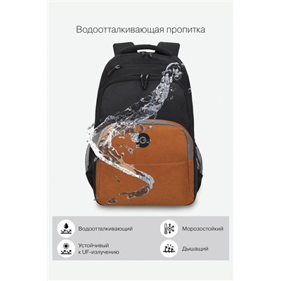 Рюкзак МАЛ GRIZZLY 330-6/3-RU черный-кирпичный