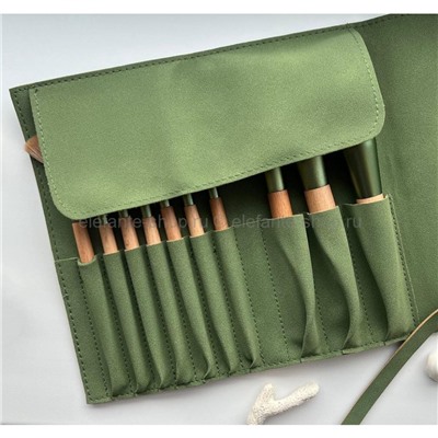 Набор кистей для макияжа Luxury Brush Set Green Suede 10 штук