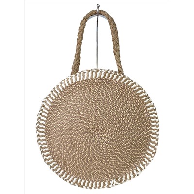 Круглая плетеная сумка из соломы, цвет бежево-серый