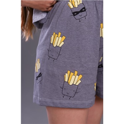 Пижама для девочки Картошка фри арт. ПД-019-046 (N) (Серый меланж)