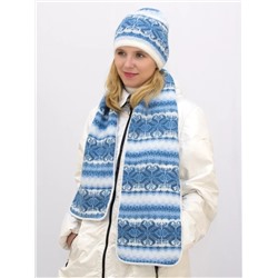 Комплект зимний женский шапка+шарф Марселан (Цвет голубой), размер 54-56, шерсть 50%, мохер 30%