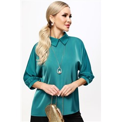 Блузка сине-зеленого цвета с цельнокроеным рукавом