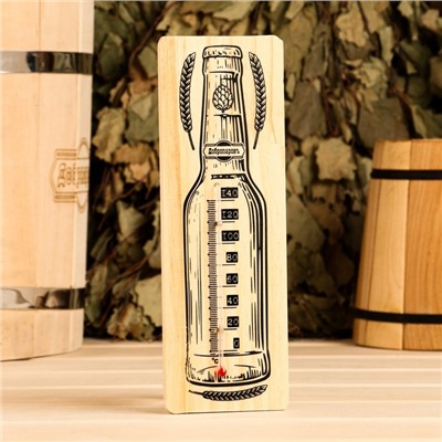Термометр спиртовой "Бутылка", деревянный 140 С