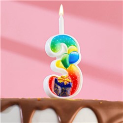 Свеча для торта цифра "Подарок", 9,9 см, цифра "3"