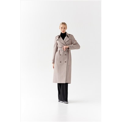 Пальто женское демисезонное 25797 (коричневый/ёлочка)
