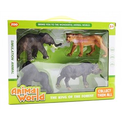 Набор диких животных (слон+львица+горилла+буйвол)
