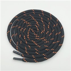Шнурок круглый п/э 0,5см*140см 2-х цв. черный/оранжевый спиральный пунктир
