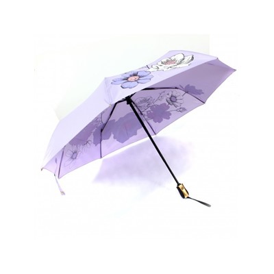 Зонт женский ТриСлона-L 3822 R  (проявляющийся рисунок),  R=58см,  суперавт;  8спиц,  3слож,  "Эпонж",  сирень  (цветы)  235243