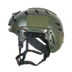 Противоударный шлем Wendy (олива) для учебно-боевых задач, - На шлеме установлено крепление для прибора ночного видения. Также можно установить кронштейн для экшен-камеры или налобного фонаря. По бокам, на затылке и в верхней части имеются панели Велкро для размещения ID-патчей
