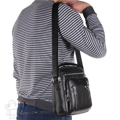 Сумка мужская кожаная 810-2BH black Heanbag в Новосибирске