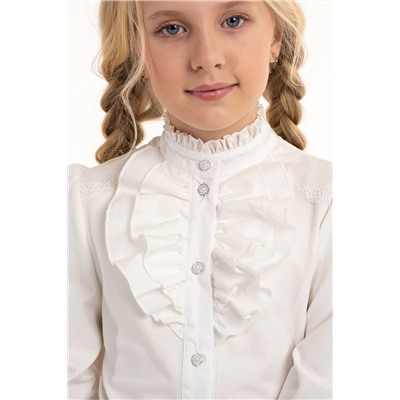 Молочная школьная блуза, модель 06177