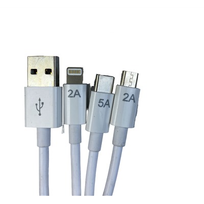 Кабель 3в1, USB - micro-USB/Lightning/USB Type-C...длина1м20см