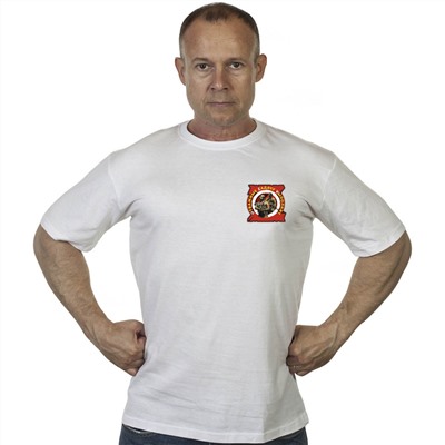 Белая футболка с термопринтом "Отважные Zадачу Vыполнят", (тр. №84)
