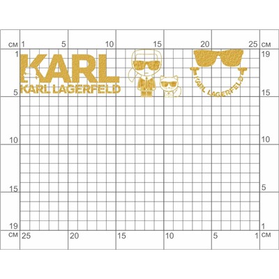 03-100 Термотрансфер Лого Карл (KARL LAGERFELD), золото 6х25см