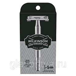 Станок для бритья классический Т-образный Wilkinson Sword Classic Premium Metal (+5 лезвий в комплекте)
