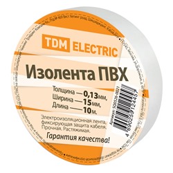 Изолента ПВХ TDM 15 мм x 20 м, белая